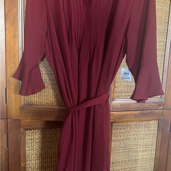 NWT! Style & Co Solid color Maroon XL Pintuck Dress - Picture 5 of 9
